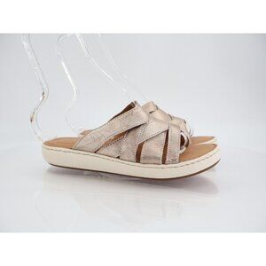 Born Jenny Women's Sandal Size 7 Strappy Slide Silver Leather Flip Flop Flat